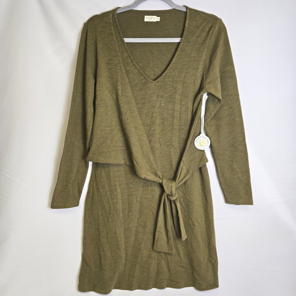 Spartina 449 Deanna Wrap Dress 384405 Olive Green Knotted Tie Waist Small New